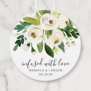 Etiquetas Para Lembrancinhas Infuso Com Amor Casamento Floral Branco Elegante