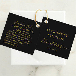 Etiquetas Para Lembrancinhas Ingredientes do Chocolate Negro Black Gold Script