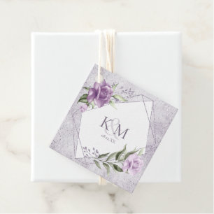 Etiquetas Para Lembrancinhas Iniciais de Casamento Floral Sparkles Mauve ID889 
