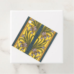 Etiquetas Para Lembrancinhas Iris Flower Art Nouveau Padrão De Vidro Obtido