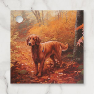Etiquetas Para Lembrancinhas Irlandês Red Setter no outono deixa cair inspiraçã