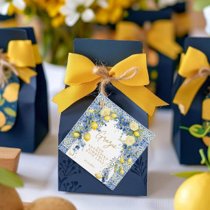 Etiquetas Para Lembrancinhas Itália Lemon Blue Azulejos Grazie Chá de panela