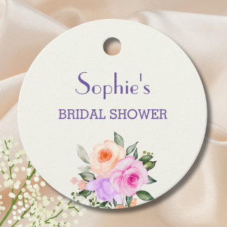 Etiquetas Para Lembrancinhas Ivory Pink Lilac Roses Floral Bridal Shower
