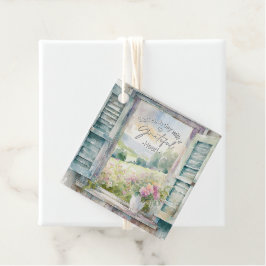 Etiquetas Para Lembrancinhas Janela floral de cor d'água do coração grateful