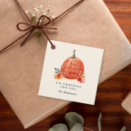 Etiquetas Para Lembrancinhas Jantar de Ação de Graças dos Amigos Floral Laranja