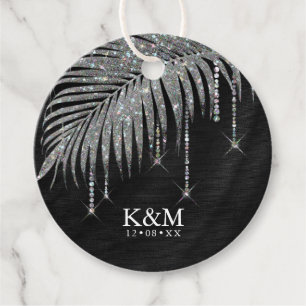 Etiquetas Para Lembrancinhas Jewel Palm Leaf Wedding Silver ID830
