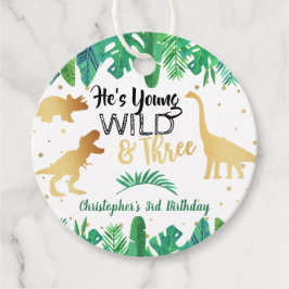 Etiquetas Para Lembrancinhas Jovem Wild & Três Dinossauros aniversário de 3 ano