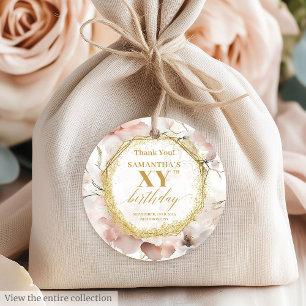 Etiquetas Para Lembrancinhas Joyful Dusty Pink Ivory Dourada Aniversário Favori