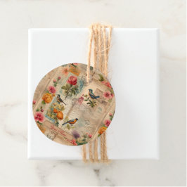 Etiquetas Para Lembrancinhas Junk Journal Seite mit Blumen + Vögel -