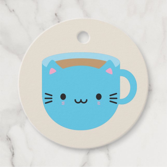 Etiquetas Para Lembrancinhas Kawaii Cat Cup (Frente)
