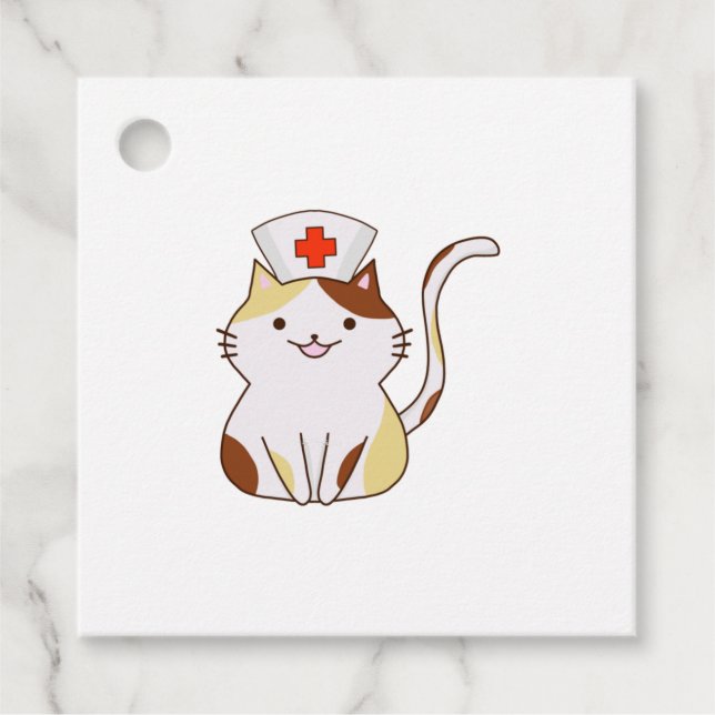 Etiquetas Para Lembrancinhas Kawaii Cat Nurse (Frente)