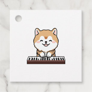 Etiquetas Para Lembrancinhas Kawaii Cute Dog Tocando Teclado Piano