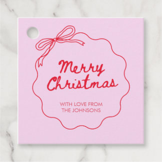 Etiquetas Para Lembrancinhas Laço coquete rosa vermelho natal moderno fofo