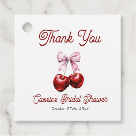 Etiquetas Para Lembrancinhas Laço Rosa Cereja no Topo Chá de Noiva Agradeciment
