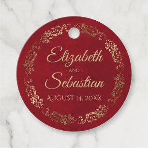 Etiquetas Para Lembrancinhas Lacy Dourada Border Elegant Crimson Red Weding