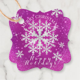 Etiquetas Para Lembrancinhas Lâminas de neve Magenta Branca