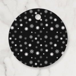 Etiquetas Para Lembrancinhas Lâminas de neve monocromática preta e lúcida