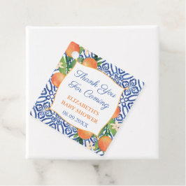 Etiquetas Para Lembrancinhas Laranja Cítrica Azul Bold Azulejo Casamento ou Chu