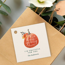 Etiquetas Para Lembrancinhas Laranja Floral de Ação de Graças Jantar de Outono