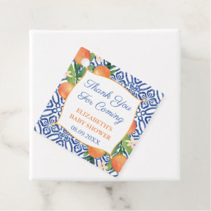 Etiquetas Para Lembrancinhas Laranja Ousada Azul Azulejo Tema Casamento ou Chur