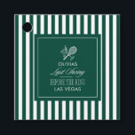 Etiquetas Para Lembrancinhas Last Swing Before the Ring green bachelorette<br><div class="desc">Add a polished finishing touch to your celebration with this green striped tennis bachelorette gift tag, designed for a chic “Last Swing Before the Ring” theme. Featuring classic forest green and white stripes with an elegant personalised centre label, this tag is perfect for tying onto favour boxes, welcome bags, bottles,...</div>