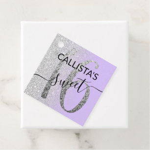 Etiquetas Para Lembrancinhas Lavanda Girly Chic Silver Glitter Ombre Sweet 16