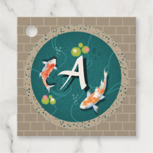 Etiquetas Para Lembrancinhas Leão de Peixe Koi Japonês Realista Verde