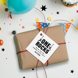 Etiquetas Para Lembrancinhas Legal Negro e Branco Um Rochedo Crianças Obrigado