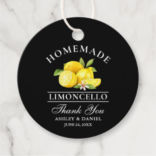 Etiquetas Para Lembrancinhas Lemons Limoncello Obrigado, Redondo Negro