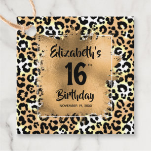 Etiquetas Para Lembrancinhas Leopard Animal Print 16º aniversário Personaliza