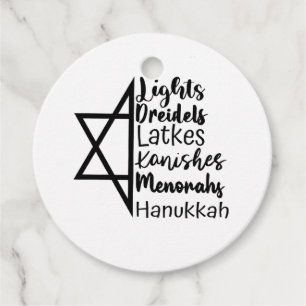 Etiquetas Para Lembrancinhas Light Dreidel Latke Kanish Menorah Hanukkah