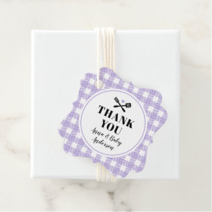 Etiquetas Para Lembrancinhas Lilac Gingham Xadrez Baby Q Chá Obrigado
