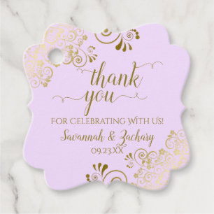 Etiquetas Para Lembrancinhas Lilac Purple Dourado Curls Casado Obrigado