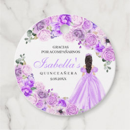 Etiquetas Para Lembrancinhas Lilac Purple Floral Quinceanera Círculo Favorito
