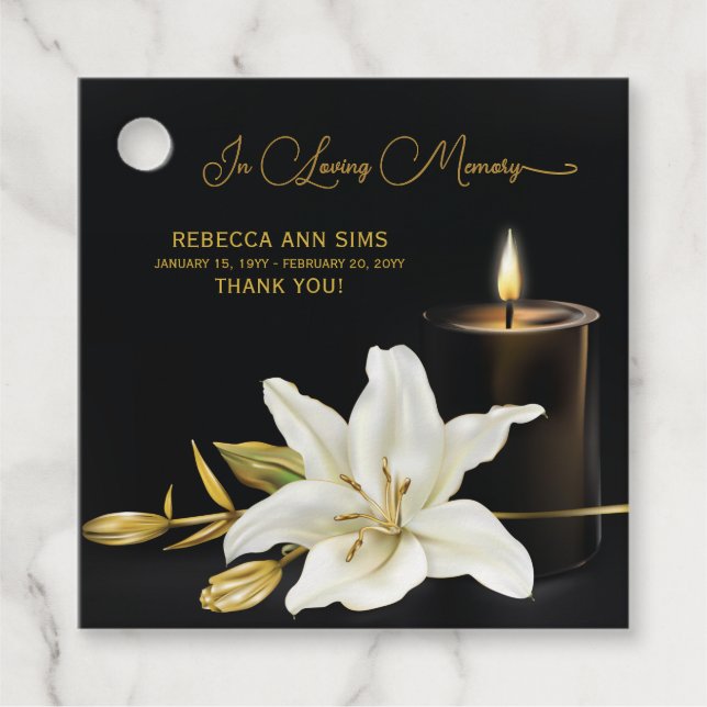 Etiquetas Para Lembrancinhas Lily Candle Funeral (Frente)
