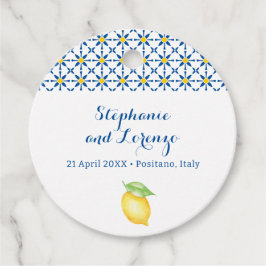 Etiquetas Para Lembrancinhas Limão de Aquarelas do Azulejo do Mediterrâneo