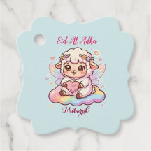 Linda Fada Ovelha Chibi Arco-íris Eid Adha Mubarak