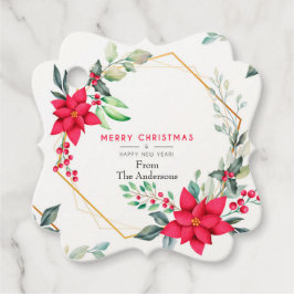 Etiquetas Para Lembrancinhas Linda Marca de Favor da Flor de Natal com Aquarela