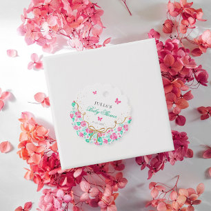 Etiquetas Para Lembrancinhas Linda Rosa Floral Arco-íris Dourado Chá de Bebê