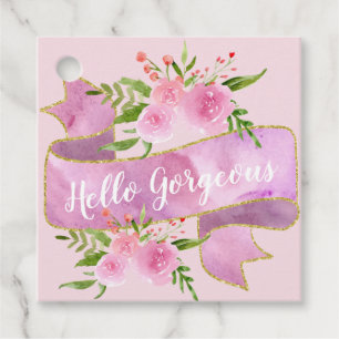 Etiquetas Para Lembrancinhas Lindo Floral Rosa Bege Hello Magnífico Dourado