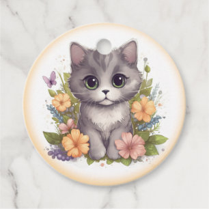 Etiquetas Para Lembrancinhas Lindo Gatinho Cinza Obrigado