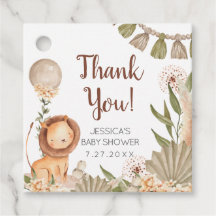 Lion Boho pampas Grass favor tag