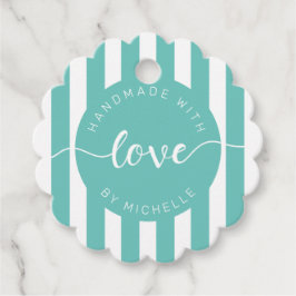 Etiquetas Para Lembrancinhas listras modernas feitas à mão com monograma de amo