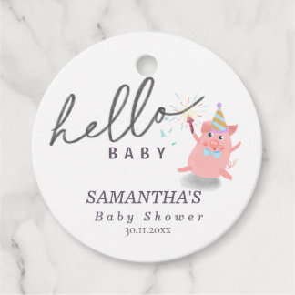 Etiquetas Para Lembrancinhas little pig Calligraphy Baby Shower Hello baby