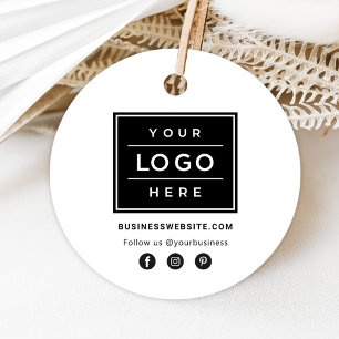 Etiquetas Para Lembrancinhas Logotipo Comercial Personalizado Branco Redondo Br