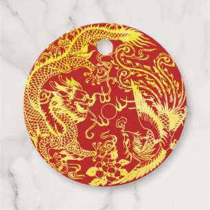 Etiquetas Para Lembrancinhas Logotipo de casamento chinês da Dragon phnix