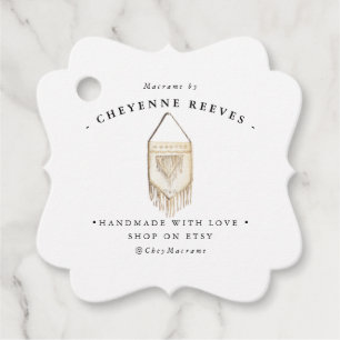 Etiquetas Para Lembrancinhas Logotipo de Macrame de Aquarela Marca de travame