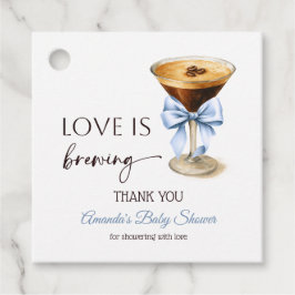 Etiquetas Para Lembrancinhas Love is Brewing Blue Coquette Bow Bridal Shower
