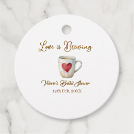 Etiquetas Para Lembrancinhas Love is Brewing white coffee mug heart bridal show