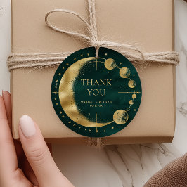 Etiquetas Para Lembrancinhas Lua Dourada Esmeralda Celestial Obrigada Casamento